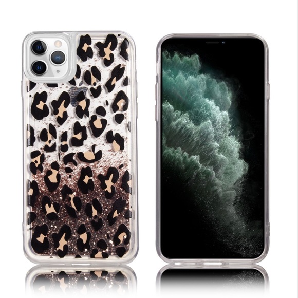 Leopard Glitter Waterfall Case iPhone 14 Pro Max - Picture 2 of 6